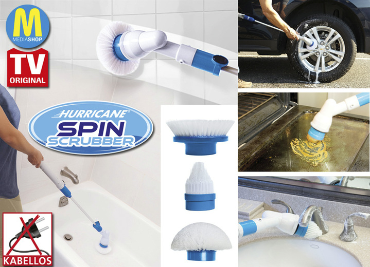 Haushalt & Küche - Hurricane Spin Scrubber Akku-Reinigungsbürste, in Farbe WEISS/BLAU, in Ausführung Akku-Reinigungsbürste Ansicht 1