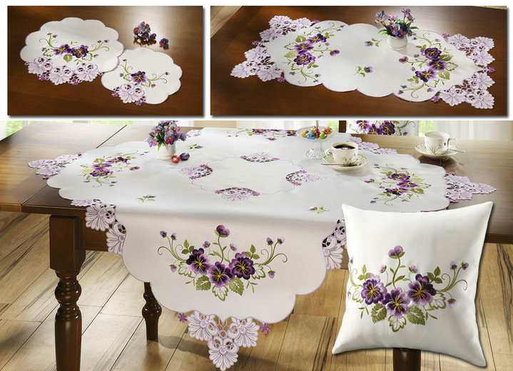 Wohnen - Tisch- und Raumdekoration mit Blüten in Spitzen-Optik, in Größe 102 (Läufer, 40/ 85 cm) bis 404 (Kissenbezug, 40/ 40 cm), in Farbe SEKT