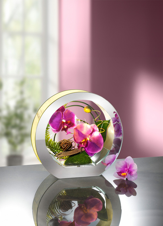 Geschenkideen - Beleuchtete Orchidee im Glas, in Farbe LAVENDEL