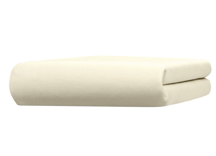 Spannbetttücher - Edel-Jersey-Spannbetttuch von Bellana, in Größe 133 (1x 90–100/190–200 cm) bis 138 (1x 180–200/ 200 cm), in Farbe CREME, in Ausführung Edel-Jersey Exclusiv Ansicht 1