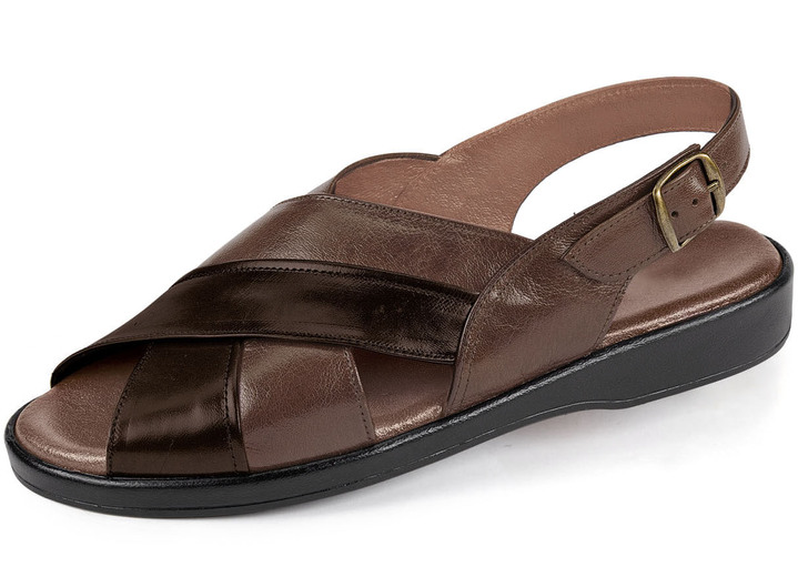 Schuhe -  Sandale mit anatomisch geformten Lederfußbett, in Größe 040 bis 047, in Farbe KASTANIE-MARONE Ansicht 1