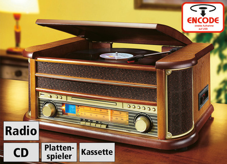 Nostalgie-Stereoanlage mit MP3-Direktaufnahmefunktion