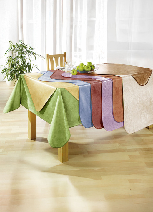 Gartentischdecken - Klassisch marmorierte Wachstuch-Tischdecke, in Größe 108 (Tischdecke, 80/ 80 cm) bis 220 (Tischdecke, oval, 155/220 cm), in Farbe CREME Ansicht 1