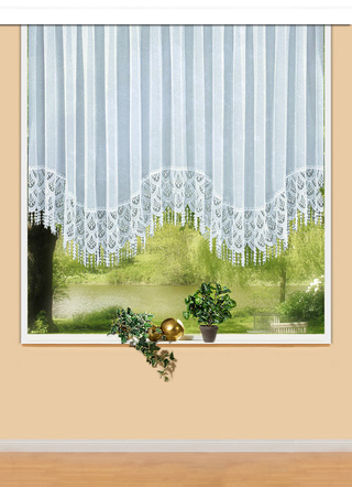 Blumenfenster-Store mit Plauener Spitze
