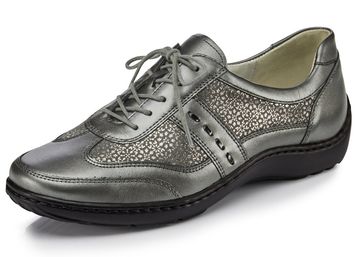 Slipper & Schnürschuhe - Waldläufer, bequeme Damen-Schnürschuhe, Weite H, mit herausnehmbarem Fußbett, in Größe 4 bis 8 1/2, in Farbe ALTSILBER Ansicht 1