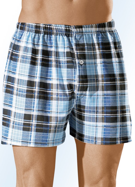 - Viererpack Boxershorts, mit Eingriff, bunt kariert, in Größe 004 bis 013, in Farbe 2X TÜRKIS-SCHWARZ-BUNT, 2X TÜRKIS-INDIGO-BUNT