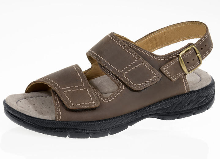 Sandalen & Pantoletten - Sandale aus hochwertigem Leder, in Größe 040 bis 047, in Farbe BRAUN
