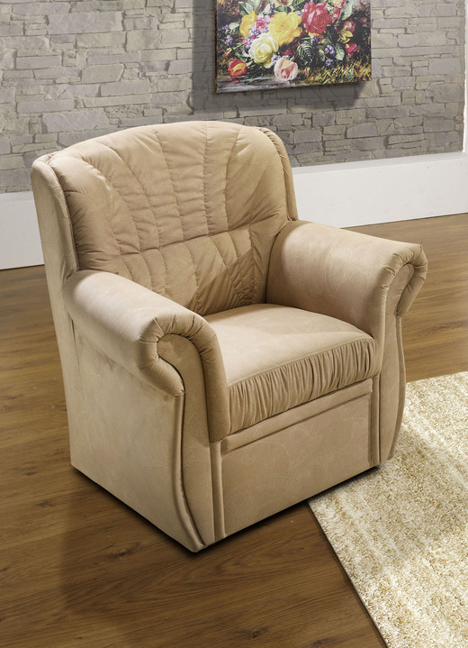 Sessel - Polstermöbel mit angenehmem Mikrovelours-Bezug, in Farbe CAPPUCCINO, in Ausführung Sessel Ansicht 1