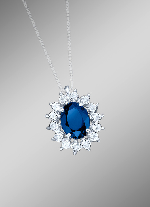 - Anhänger mit echt Safir und Diamanten, in Farbe