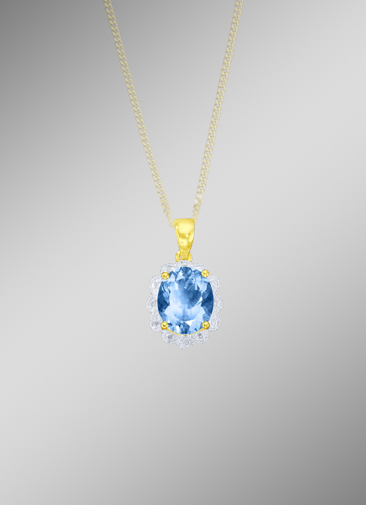 - Massiver Anhänger mit Blautopas und Diamanten, in Farbe