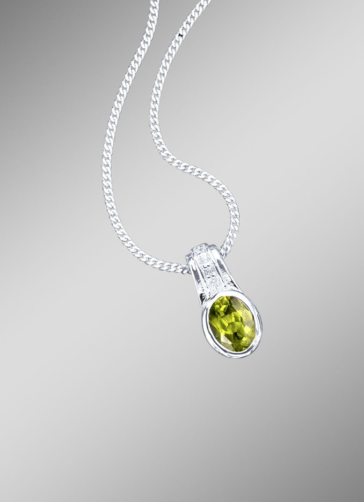 Anhänger - Anhänger mit echt Peridot und synth. Zirkonia, in Farbe  Ansicht 1