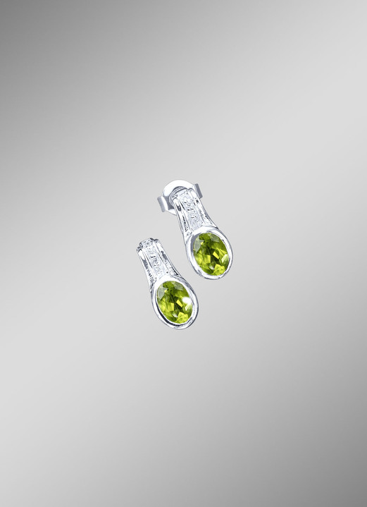 Ohrschmuck - Strahlende Ohrstecker mit echt Peridot und synth. Zirkonia, in Farbe  Ansicht 1