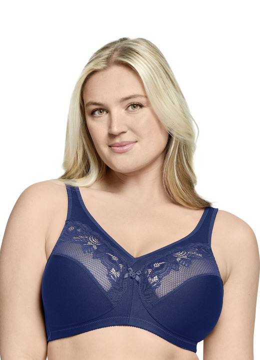 BH mit Spitze - Glamorise Minimizer-BH mit elastischer Spitze, in Größe 080 bis 110, in Cup C, in Farbe MARINE Ansicht 1