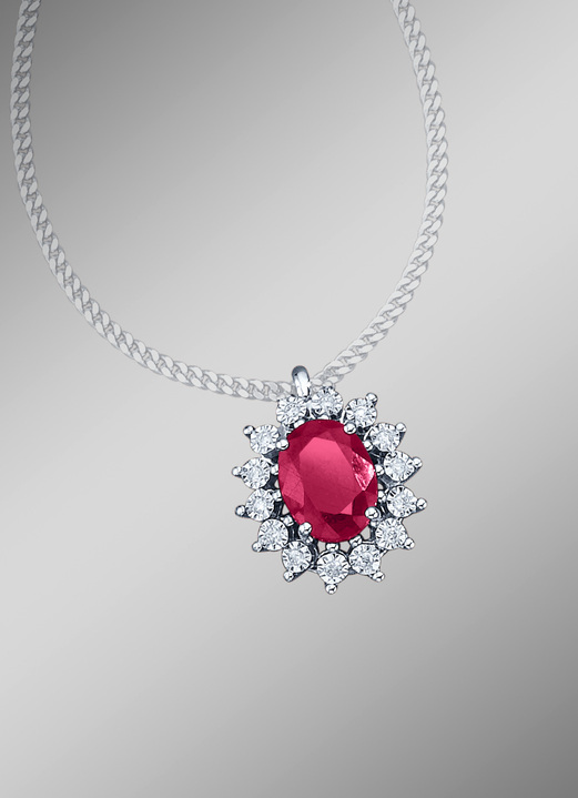 - Anhänger mit echt Rubin und Diamanten, in Farbe
