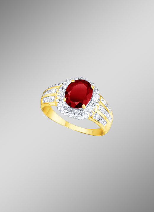 Schmuck & Uhren - Damenring mit echt Granat und Diamanten, in Größe 160 bis 220, in Farbe  Ansicht 1