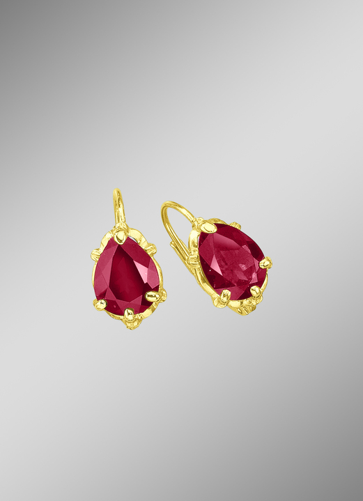 - Ohrschmuck mit echten Granat-Tropfen, in Farbe