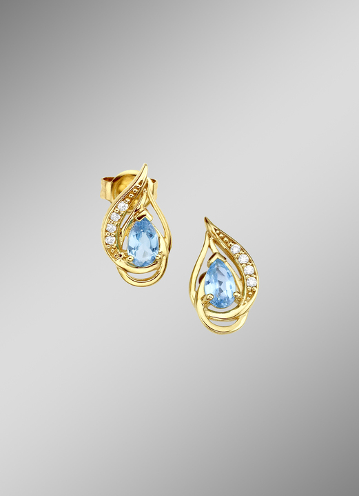 Schmuck & Uhren - Ohrstecker mit echten Blautopase, in Farbe