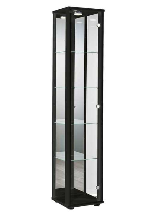 Möbel - Vitrine, 1-türig, mit LED-Beleuchtung, in Farbe SCHWARZ Ansicht 1