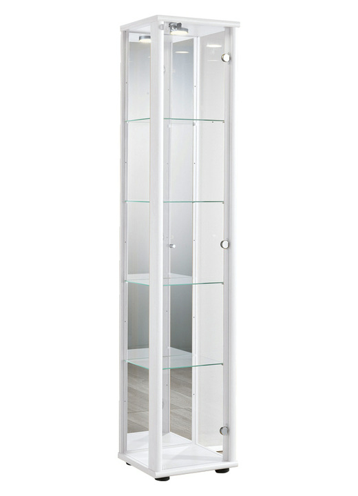 Möbel - Vitrine, 1-türig, mit LED-Beleuchtung, in Farbe WEISS Ansicht 1