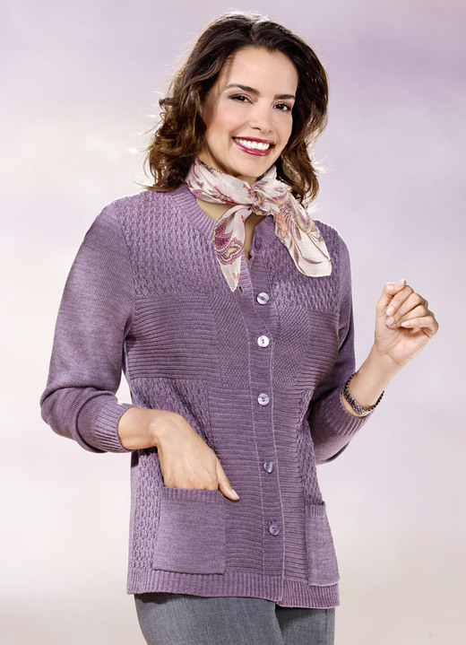 Strickjacken - Strickjacke mit Strukturmix Strickjacken - Strickjacke mit Strukturmix, in Größe 038 bis 054, in Farbe MAUVE
