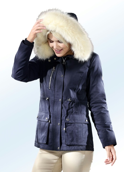 - Parka mit Kunstpelz in Blaufuchs-Optik, in Größe 034 bis 052, in Farbe MARINE Ansicht 1