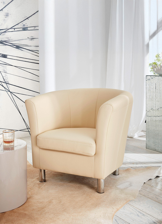 Sessel - Edler Sessel auf stabilem Holzgrundgestell, in Farbe CREME Ansicht 1