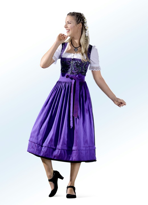 - Dirndl mit Schürze von ROSE-DIRNDL - Dirndl mit Schürze von ROSE-DIRNDL, in Größe 038 bis 056, in Farbe LILA-GRÜN