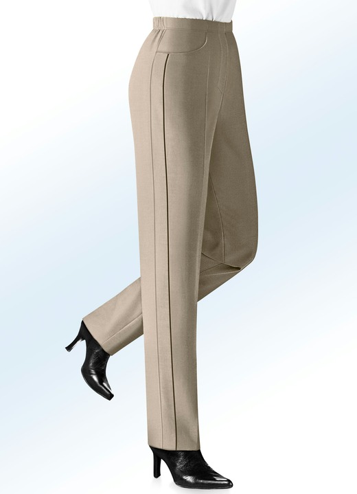 Hosen - Hose mit kontrasfarbener Zierpaspel, in Größe 019 bis 245, in Farbe SAND-SCHWARZ Ansicht 1