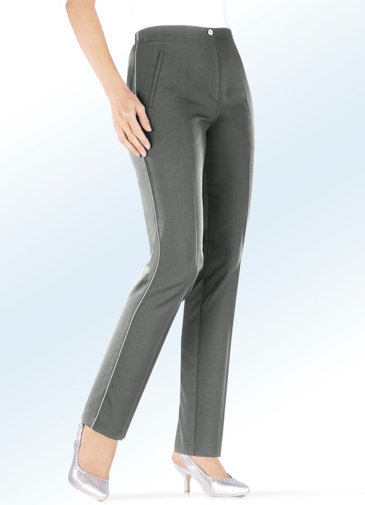 Hosen - Hose mit schöner Glanzgarn-Zierpaspel, in Größe 018 bis 245, in Farbe MITTELGRAU Ansicht 1
