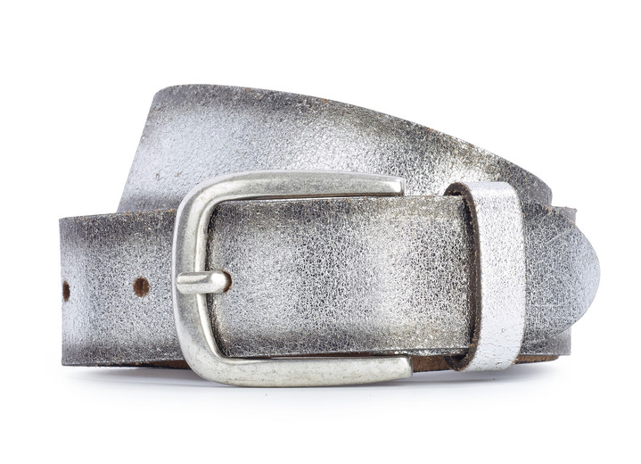 Gürtel - Trendiger Damen-Gürtel, aus Leder, 3 cm breit Gürtel - Trendiger Damen-Gürtel, aus Leder, 3 cm breit, in Größe 090 bis 110, in Farbe ANTIKSILBER