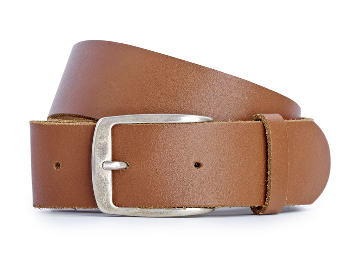 Gürtel - Herren-Gürtel, aus Leder, 4 cm breit Gürtel - Herren-Gürtel, aus Leder, 4 cm breit, in Größe 090 bis 120, in Farbe COGNAC