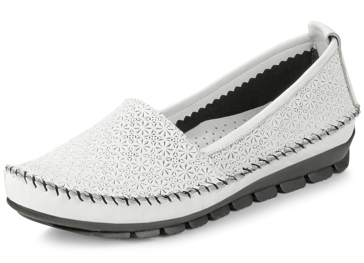 Slipper & Schnürschuhe - Gemini Mokassin-Slipper mit toller Prägung, in Größe 036 bis 042, in Farbe WEISS Ansicht 1