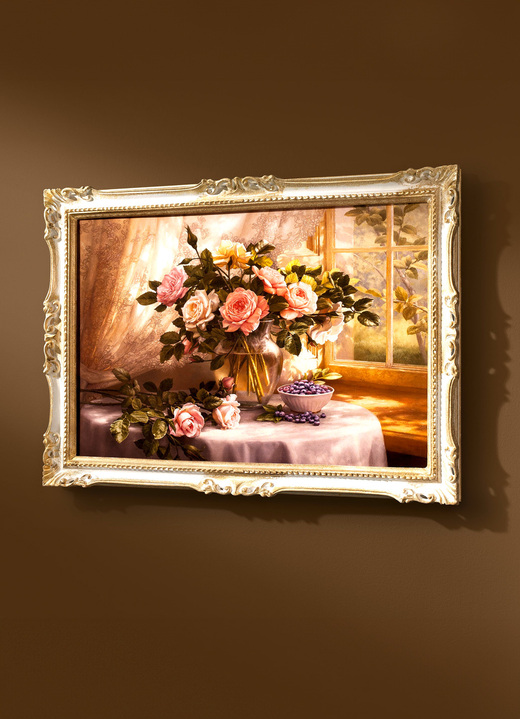 Bilder - Bild mit Rosenstrauß, in Farbe WEISS-GOLD