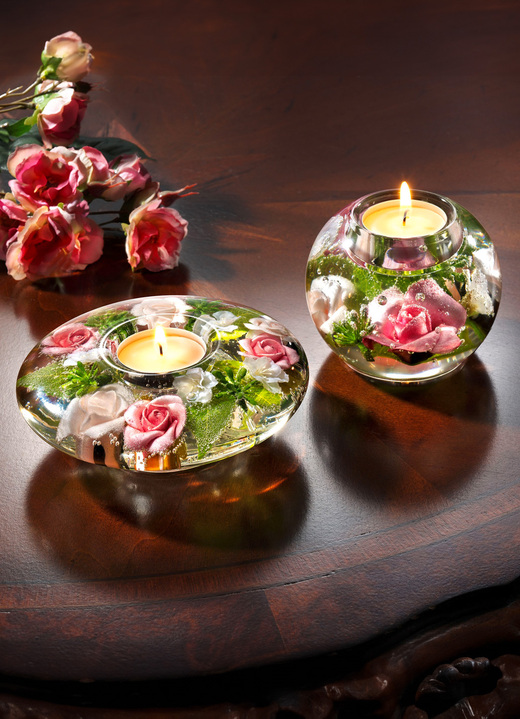 Geschenkideen - Teelichthalter aus mundgeblasenem Glas, in Farbe GRÜN-ROSA, in Ausführung Teelichthalter Kugel Ansicht 1