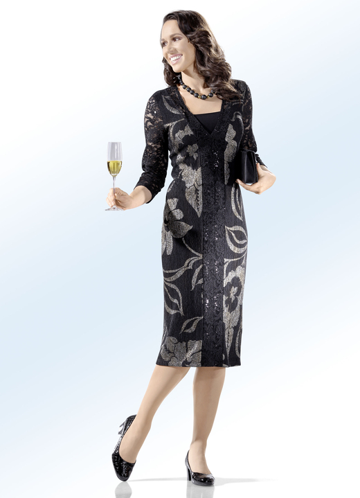 Abendkleider - Kleid in 2-in-1-Optik Abendkleider - Kleid in 2-in-1-Optik, in Größe 038 bis 054, in Farbe SCHWARZ-GOLD