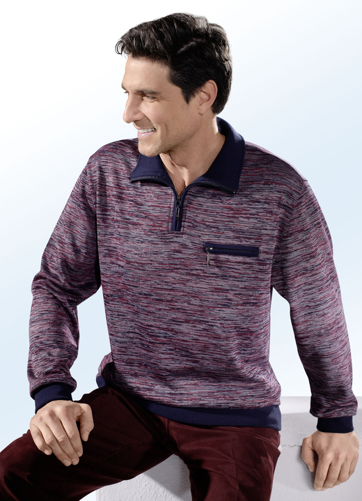 Shirts - Troyer mit kurzem Reißverschluss Shirts - Troyer mit kurzem Reißverschluss, in Größe 046 bis 062, in Farbe MARINE-BORDEAUX-ECRU
