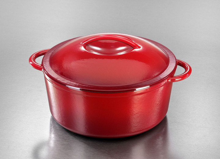 Töpfe & Pfannen - Gusseisen-Schmortopf und -Bräter, in Farbe ROT, in Ausführung Bräter rund Ansicht 1