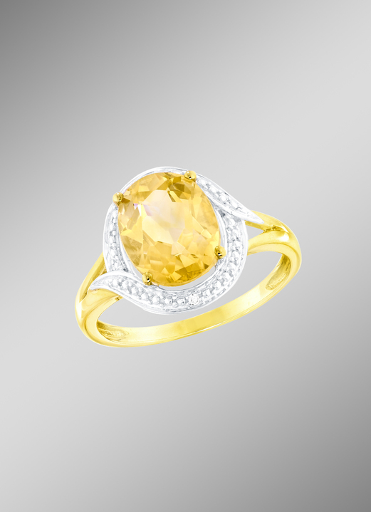 Ringe - Damenring mit echt Citrin und Diamanten, in Größe 160 bis 220, in Farbe  Ansicht 1
