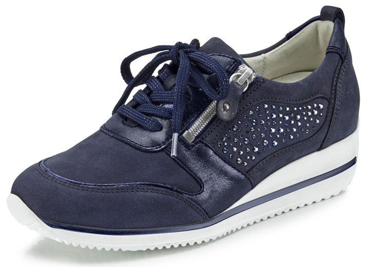 Slipper & Schnürschuhe - Waldläufer, bequeme Damen-Schnürschuhe, Weite H, mit herausnehmbarem Fußbett, in Größe 3 1/2 bis 8, in Farbe MARINE Ansicht 1
