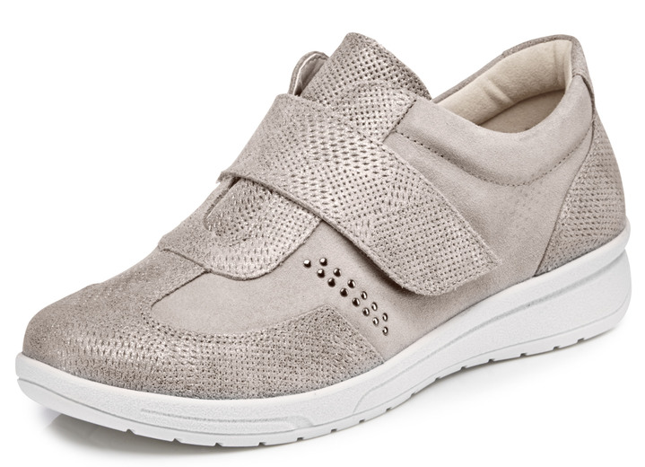- Slipper mit verstellbarem Klettverschluss, in Größe 036 bis 041, in Farbe TAUPE Ansicht 1