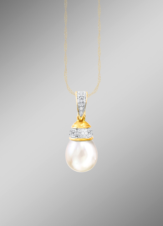 - Anhänger Diamanten und Süßwasser-Zuchtperle, in Farbe