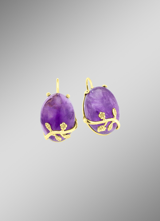 - Tolle Ohrringe mit echt Amethyst, in Farbe  Ansicht 1