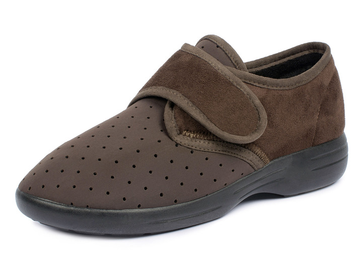 Slipper & Schnürschuhe - Aerosoft® Flex Stretch-Klettslipper von Jürgen Hirsch®, in Größe 036 bis 046, in Farbe BRAUN Ansicht 1