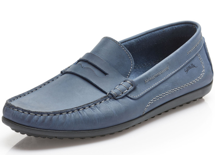 - Mokassin-Slipper mit Lederdecksohle, in Größe 041 bis 046, in Farbe JEANS