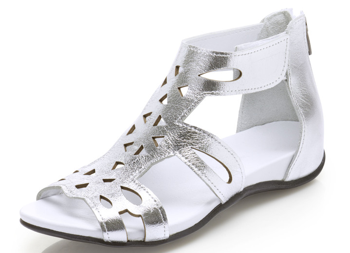 Sandaletten & Pantoletten - Andrea Conti Sandale mit rückwärtigem Reißverschluss, in Größe 036 bis 041, in Farbe SILBER Ansicht 1