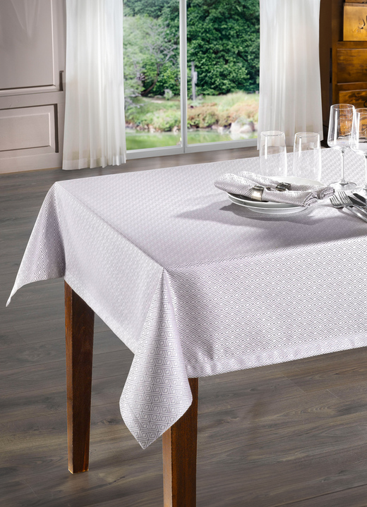 Heimtextilien - Hochwertige Damast-Tischdekoration, in Größe 135 (Tischdecke, 130/170 cm) bis 302 (2 Servietten, 50/ 50 cm), in Farbe WEISS Ansicht 1
