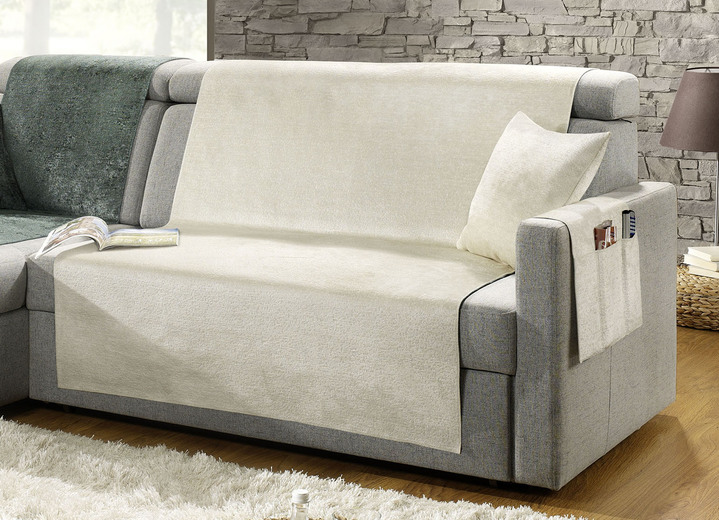 Sessel- & Sofaüberwürfe - Wohnaccessoires mit Anti-Rutsch-Beschichtung, in Größe 100 (Sesselauflage, 50x 90 cm) bis 910 (Kissenbezug, 50x 50 cm), in Farbe CREME Ansicht 1