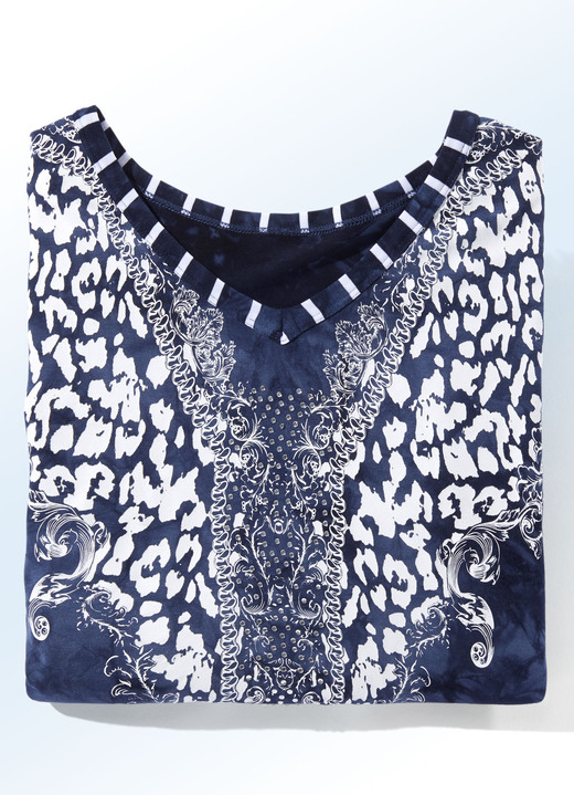 Longshirts - Longshirt mit V-Ausschnitt in 2 Farben Longshirts - Longshirt mit V-Ausschnitt in 2 Farben, in Größe 036 bis 054, in Farbe MARINE BATIK