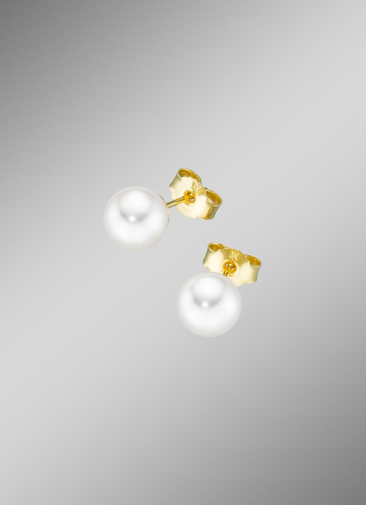 - Elegante Ohrstecker aus Gold mit Akoya-Perlen, in Farbe  Ansicht 1