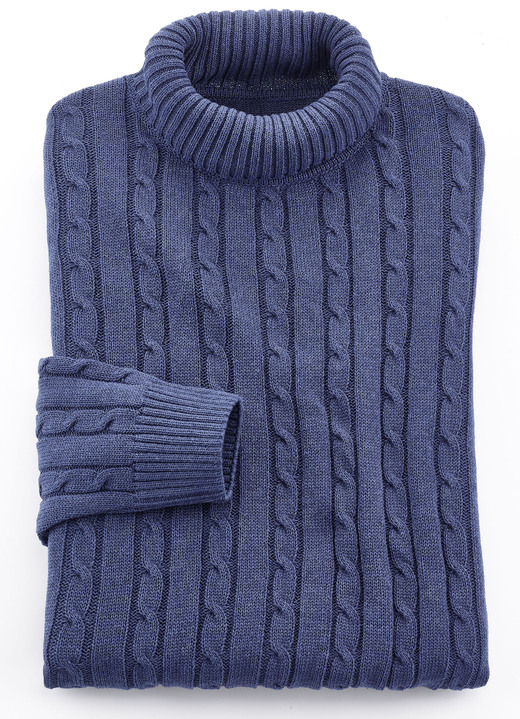 Uni - Rollkragenpullover in 5 Farben Uni - Rollkragenpullover in 5 Farben, in Größe 046 bis 062, in Farbe JEANSBLAU